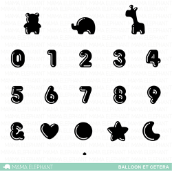 Mama Elephant BALLOON ET CETERA NUMBERS stamp set